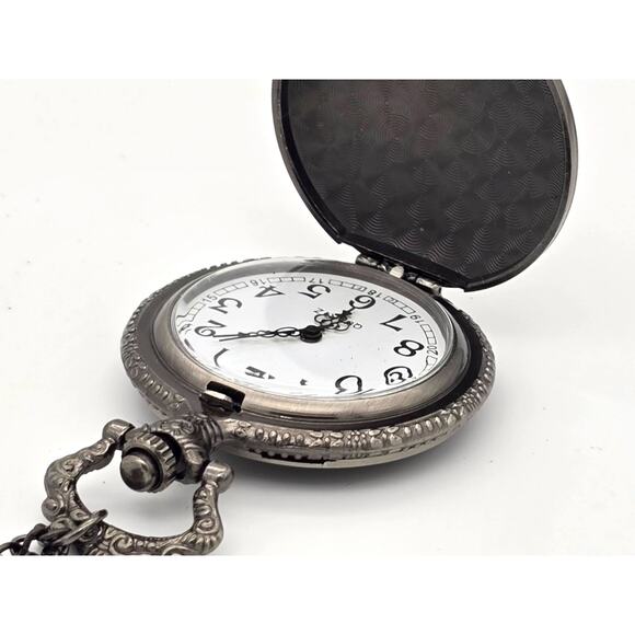 Firefighter Pocket Watch – Vintage Look Silver Red Fireman Gift First Responder - Picture 6 of 10